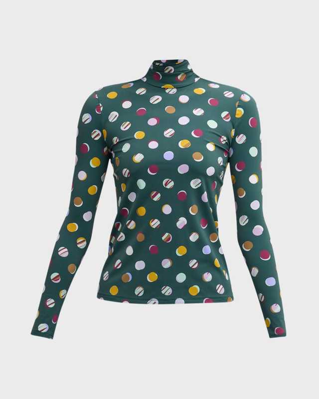 Nuda Turtleneck Small Collage Dot-Print Long-Sleeve Top